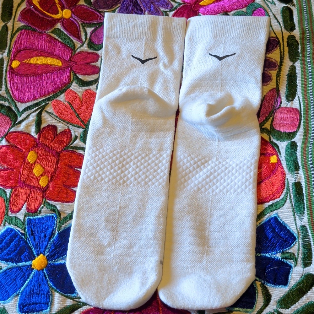 Hoka White Athletic Socks with Gray Logo - Picture 2 of 8